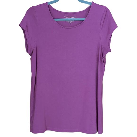 Tahari Essentials Women’s Sz L Modal Stretch Tee Lavender Scoop Neck T-Shirt - Picture 1 of 8